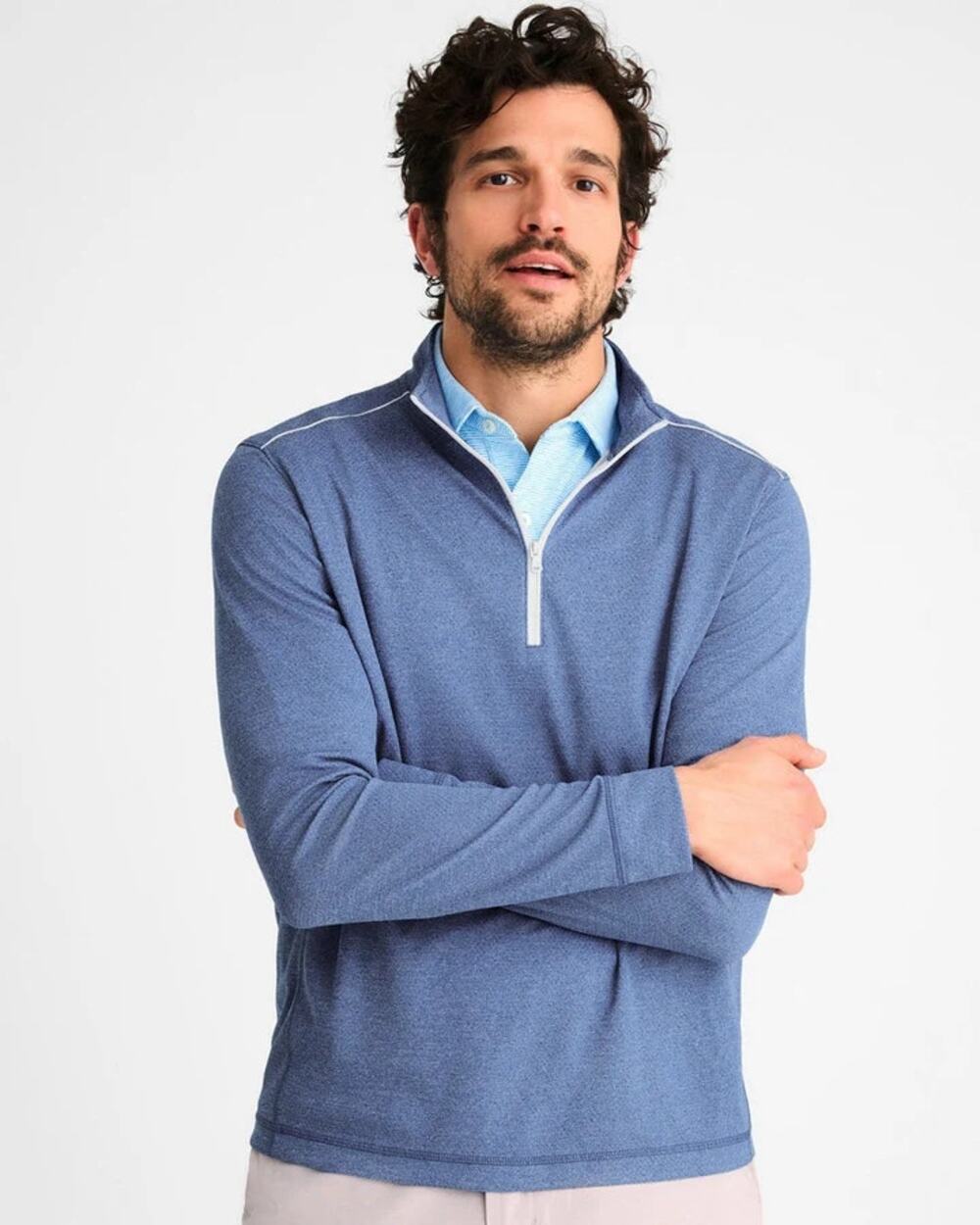 Johnnie-O Pre-Formance Quarter-Zip Pullover Sweatshirt Lake Blue Men's Size XL